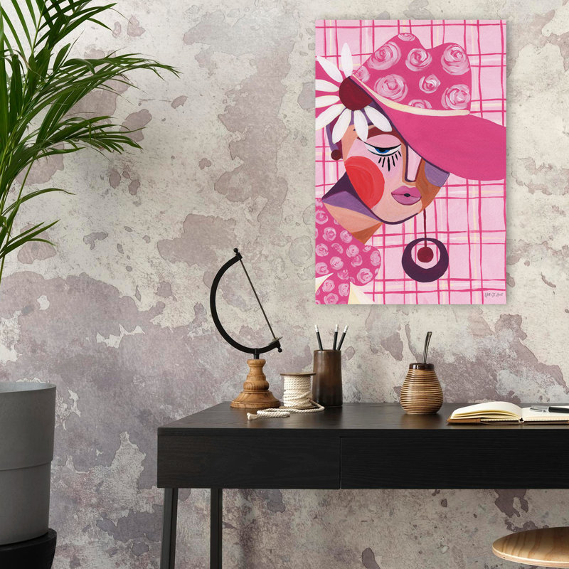 Art de la vache rose, art abstrait contemporain, H 24 po x l 16 po