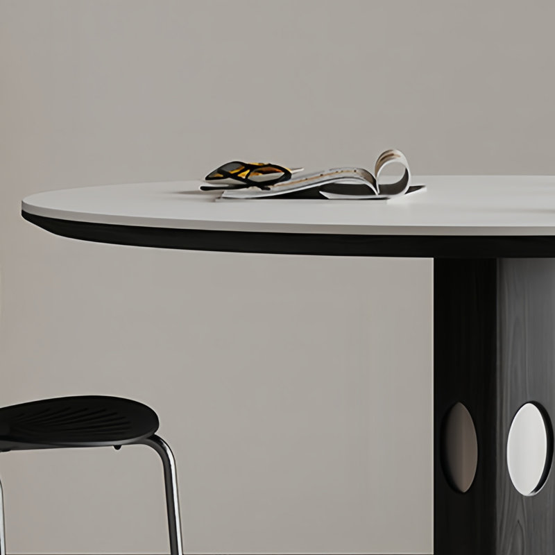 Simple small-sized dining table, Silver/Black