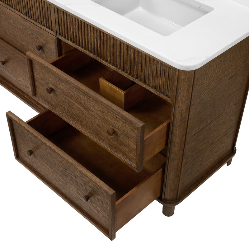 Kathryne 36" Bathroom Vanity In Natural Enhanced Oak, Enhanced Brown Oak, 60"