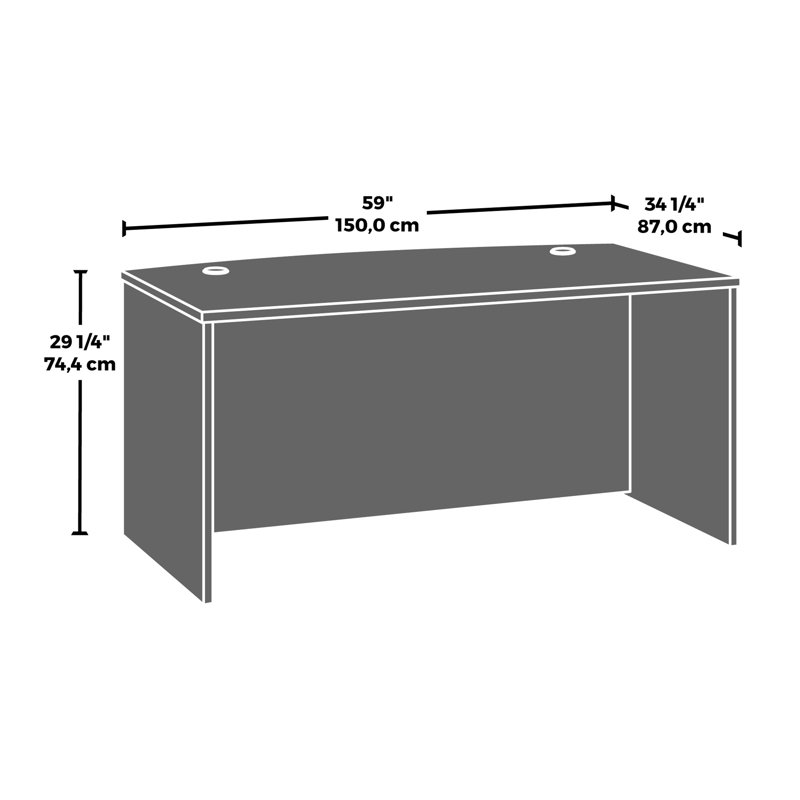 Bureau de direction Bowfront 60 po, finition rouge, Red