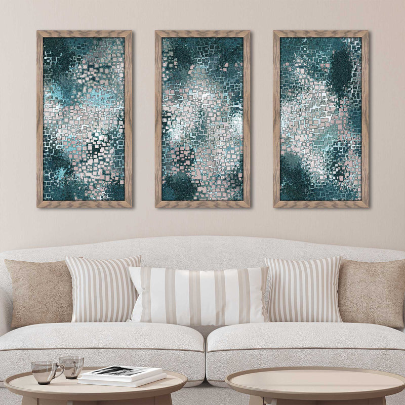 « asolo rev rev », ensemble de 3 reproductions d’art encadrées, L 40,5 po x H 25,5 po x P 1 po, Encadré gris