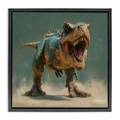 Roaring T-Rex in Green Floating Frame, design by Wumples