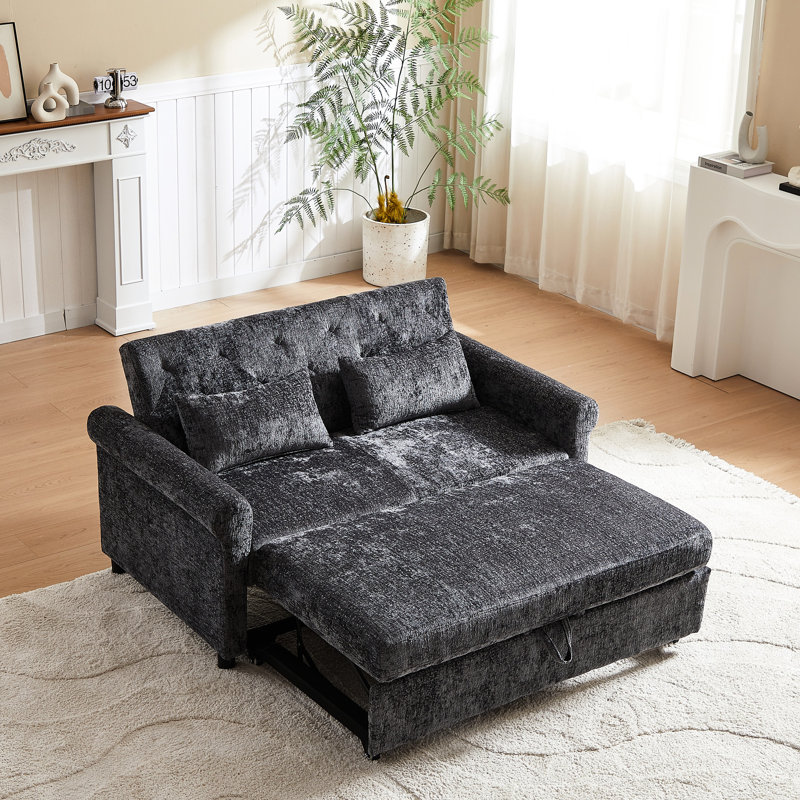Lit tapissier en lin avec rangement pratique et dossier confortable rembourré gris foncé