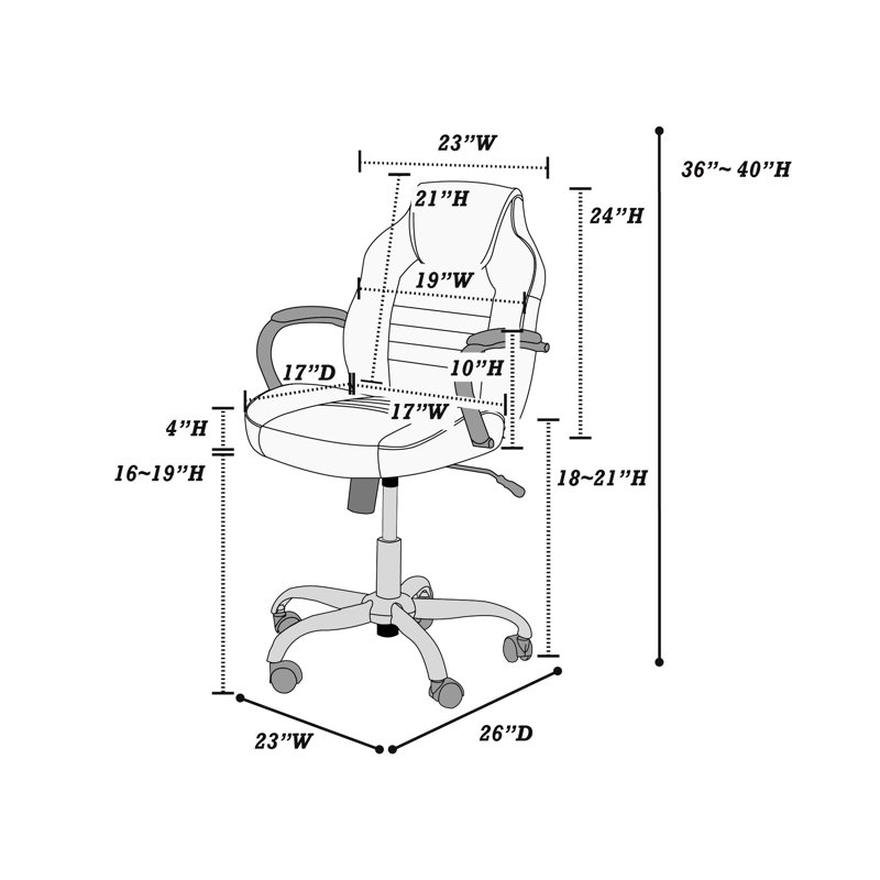 Chaise de bureau en similicuir avec dossier ajustable et confortable, Bleu / Noir