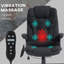 Fauteuil de bureau vibrant à 6 points avec massage lombaire noir chauffant