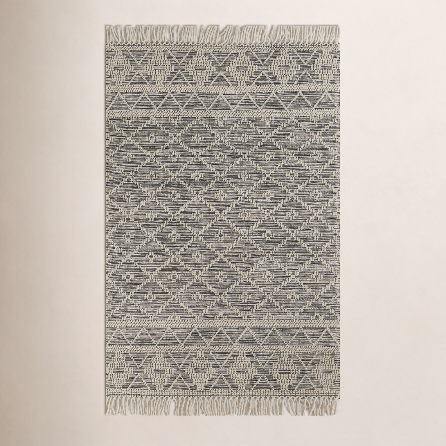Alyson Beige Gray Hand-Woven Geometric Rug, Rectangle 2' x 3'