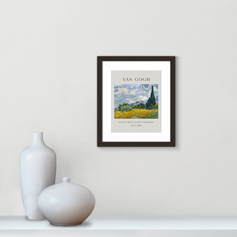 Collection «Old Fields with Cypresses» par Vincent Van Gogh, Oui, H 15 po x l 13 po x P 1,25 po, Cadre photo simple noyer