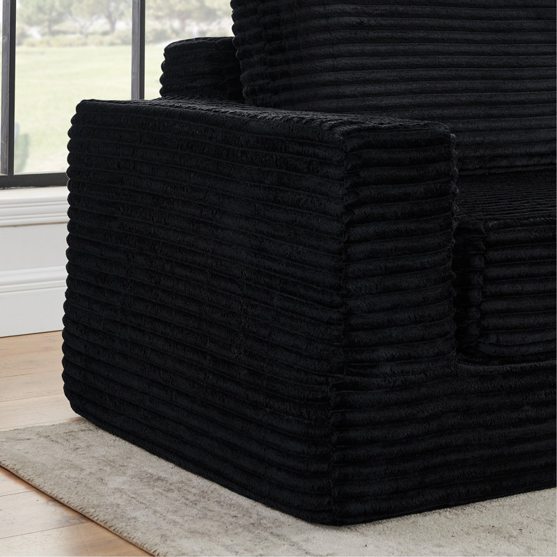 Siège du canapé gauche, Tissu noir, Orienté à gauche (vu de face)