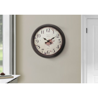 Clocks, 20" Round, Wall Clock, Brown, Transitional