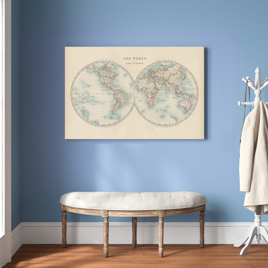 Leinwandbild World In Hemispheres von Johnston