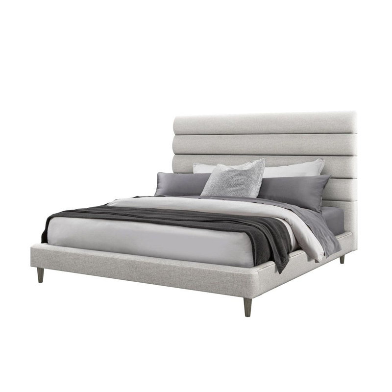 Upholstered Bed, Queen, Pure Gray