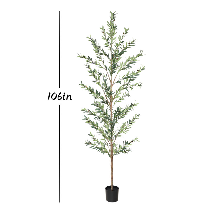 Grand olivier artificiel avec pot, 106 po x 21 po