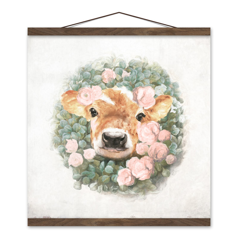 «Baby Cow in Wreath», art sur toile
