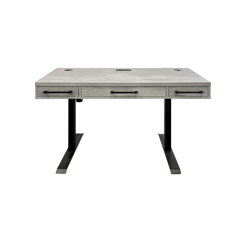 Polster Adjustable Standing Desk with Power Outlet, Gray/Black