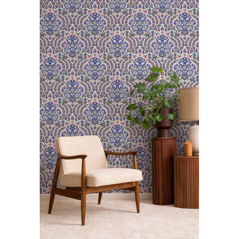 Nomad Ottoman Large 10' L x 24" W Wallpaper Roll, Turquoise, Faux Grasscloth