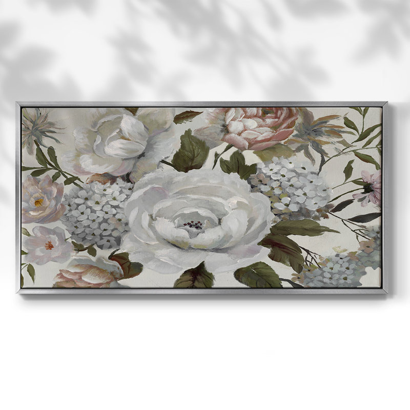 Neutral Beauties - Toile tendue avec châssis tendue, prête à accrocher, H 17 po x l 33 po, Argent argent