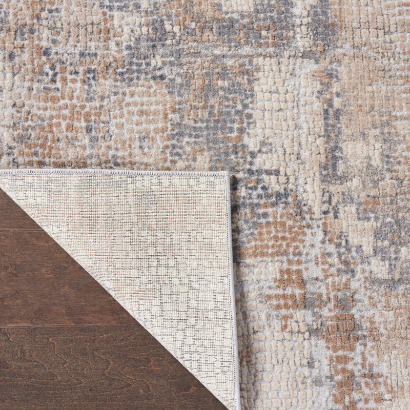 Tapis d'angle abstrait, Rectangle 7 pi 10 po x 10 pi 6 po