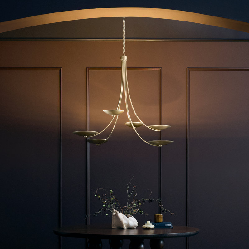 Lustre à 6 lumières XL en bronze champagne Palmela 45,75 pouces, Champagne Bronze, Quatre lumières