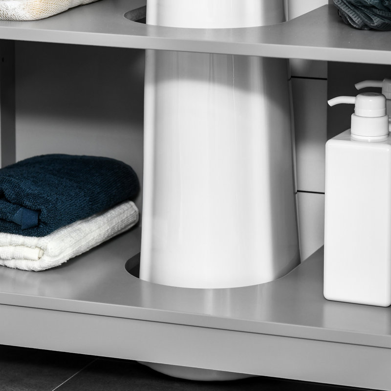 Idée de concept de salle de bain sous le lavabo gris, 2 portes avec tablette réglable, tablette compacte et robuste