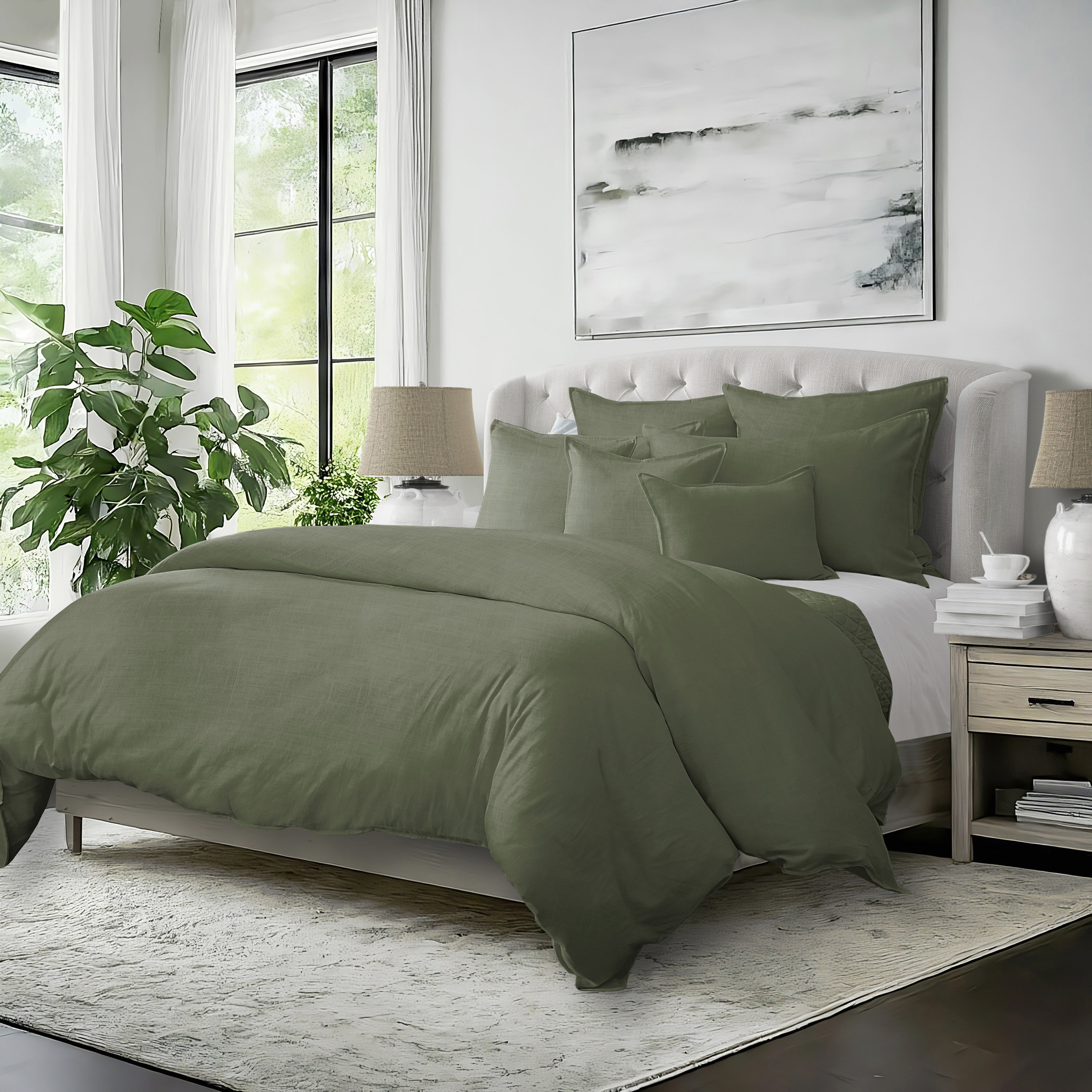 6ix Tailors Fine Linens Elsie Linen Look Duvet Cover 8 Piece Designer ...