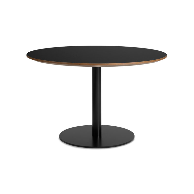 Easy Round Pedestal Dining Table, 29" H x 48" W x 48" L, White Oak, Matte Black