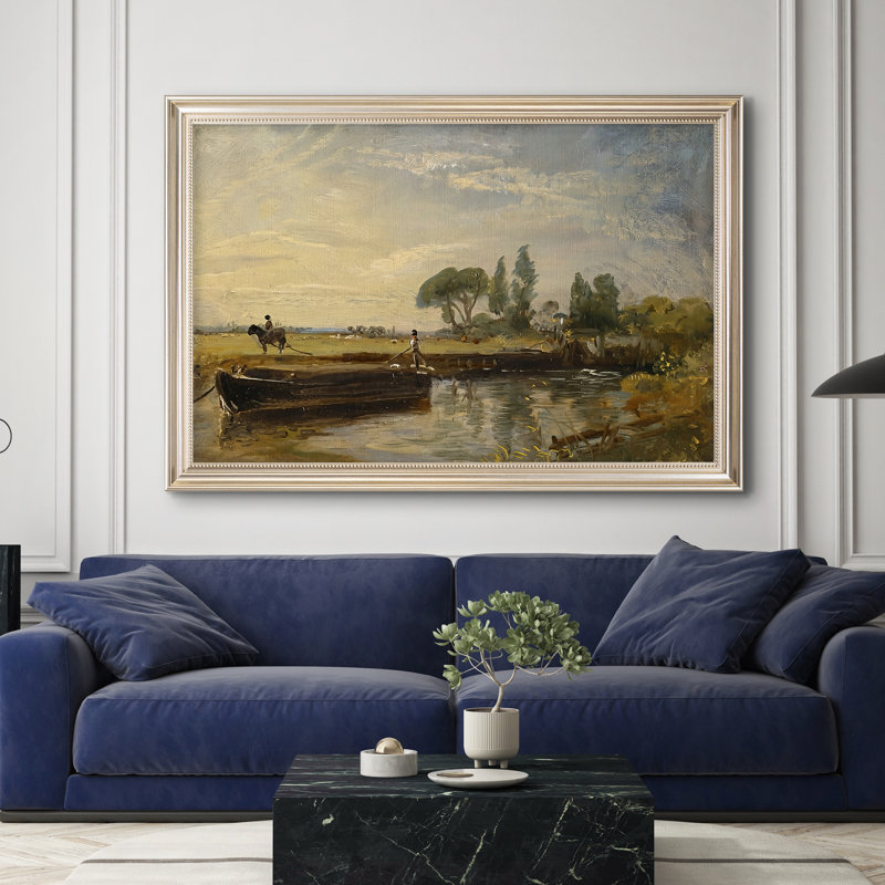 Barge sous l'écluse de Flatford, v. 1810 - John Constable - Toile encadrée sur mesure, 28 po x 40 po, Toile avec cadre