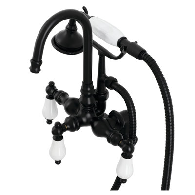 Robinet pour baignoire à pattes à 3 poignées et fixation sur le comptoir à 3 trous et cuivres Kingston
