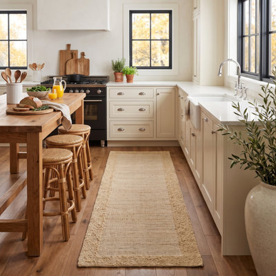 Farmhouse Bordered Hand-Woven Wool Blend Indoor Area Rug