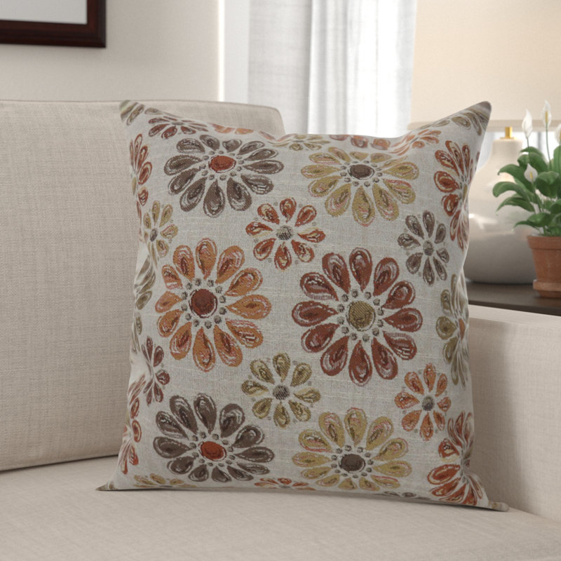 Housse et insert de coussin carré Florafora, H 20 po x l 22 po, Jaune clair / orange