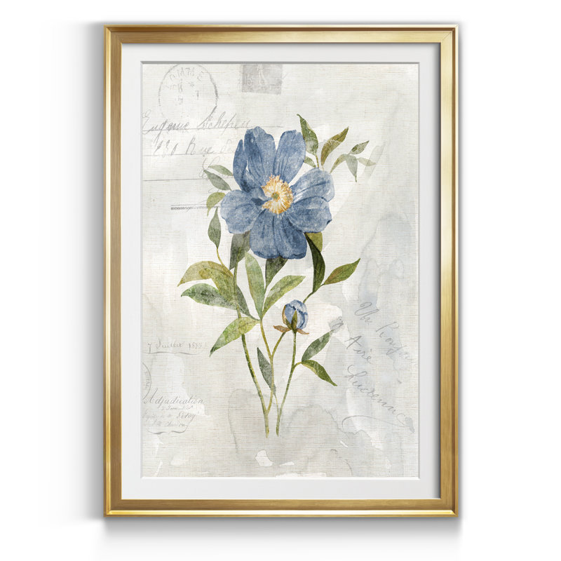 Lin pivoine - Reproduction d'art sur papier encadrée, H 18,5 po x l 24,5 po x P 1,5 po, Doré
