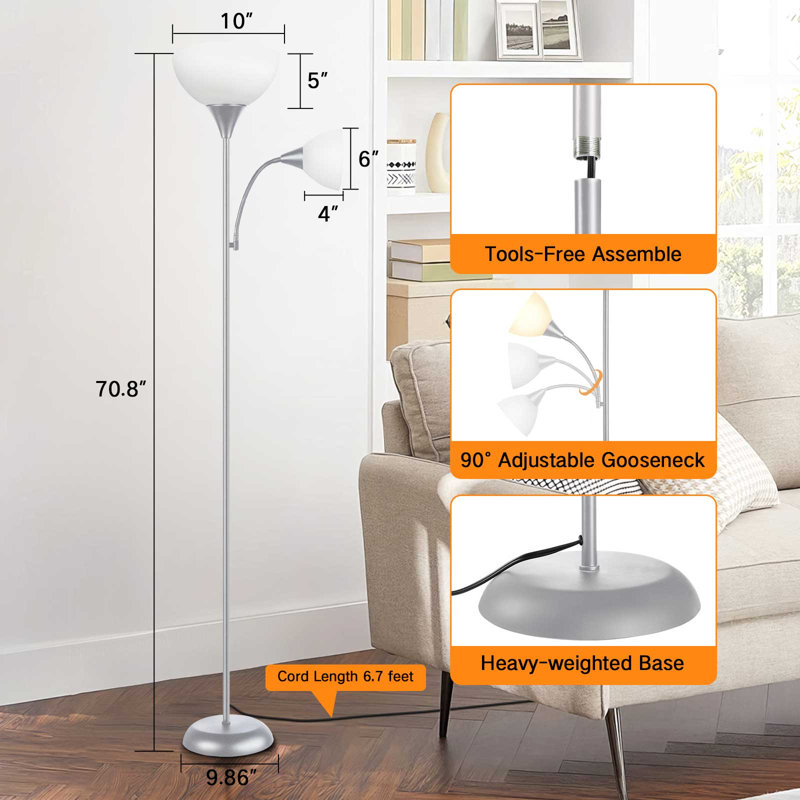 180cm Brushed Torchiere Floor Lamp