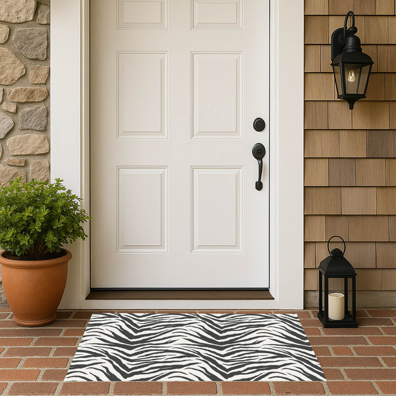 Paillasson Zebra, Ivoire, gris anthracite, L 24 po x L 17 po