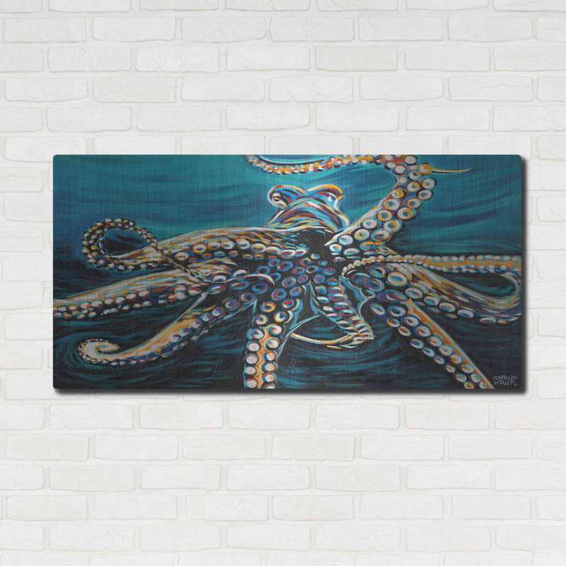 «Wild Octopus II» par Carolee Vitaletti, art mural en métal, H 24 po x l 48 po x P 0,2 po