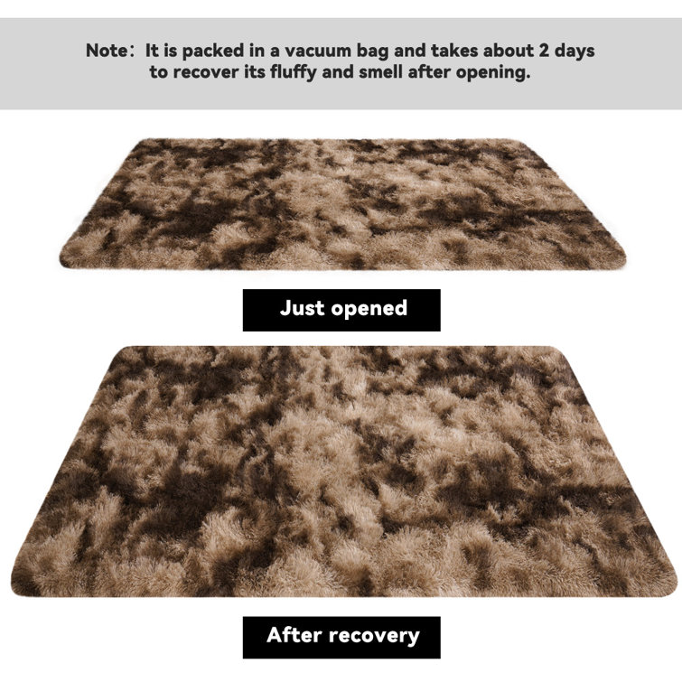 Solid Rug Soft Fluffy Tie-dye Brown Indoor Area Rug for Living Room Bedroom Nursery Kids Room