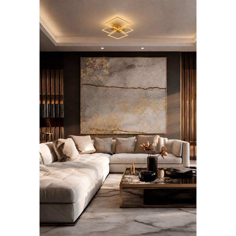 Gold Multi Square LED Flush Mount
