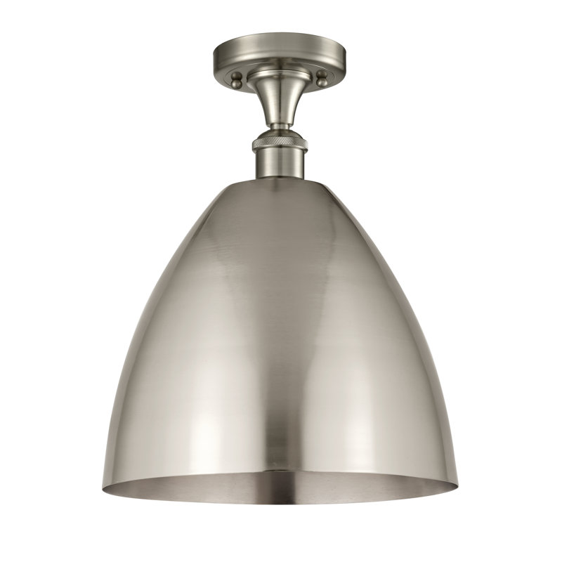 Plafonnier semi-encastré 1 lumière, H 14,75 po x l 12 po x P 12 po, Ampoule non incluse, Nickel satiné brossé