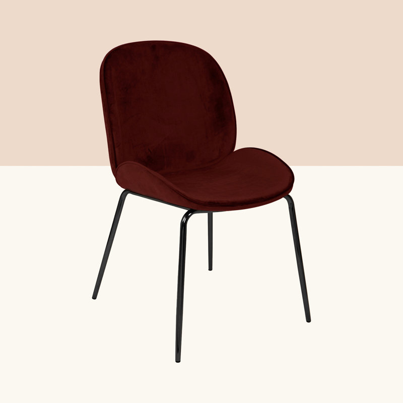 Lawson 58.0cm H Velvet Upholstered Side Chair, Black, Burgundy
