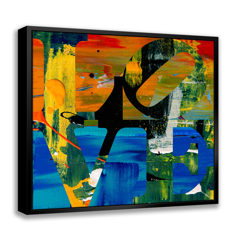 «Love III Pop Art», estampe numérique sur toile avec cadre flottant vertical, H 18 po x l 18 po
