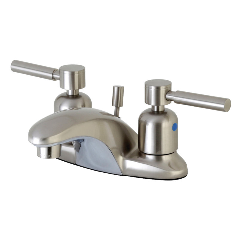 Robinet de salle de bain central à 4 poignées à 3 trous à fixation sur le comptoir avec robinet escamotable en plastique Kingston Brass