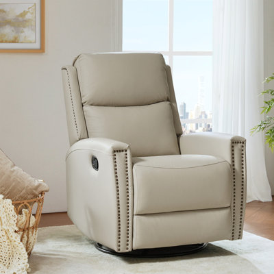 Fauteuil inclinable manuel pivotant en cuir véritable Chikako