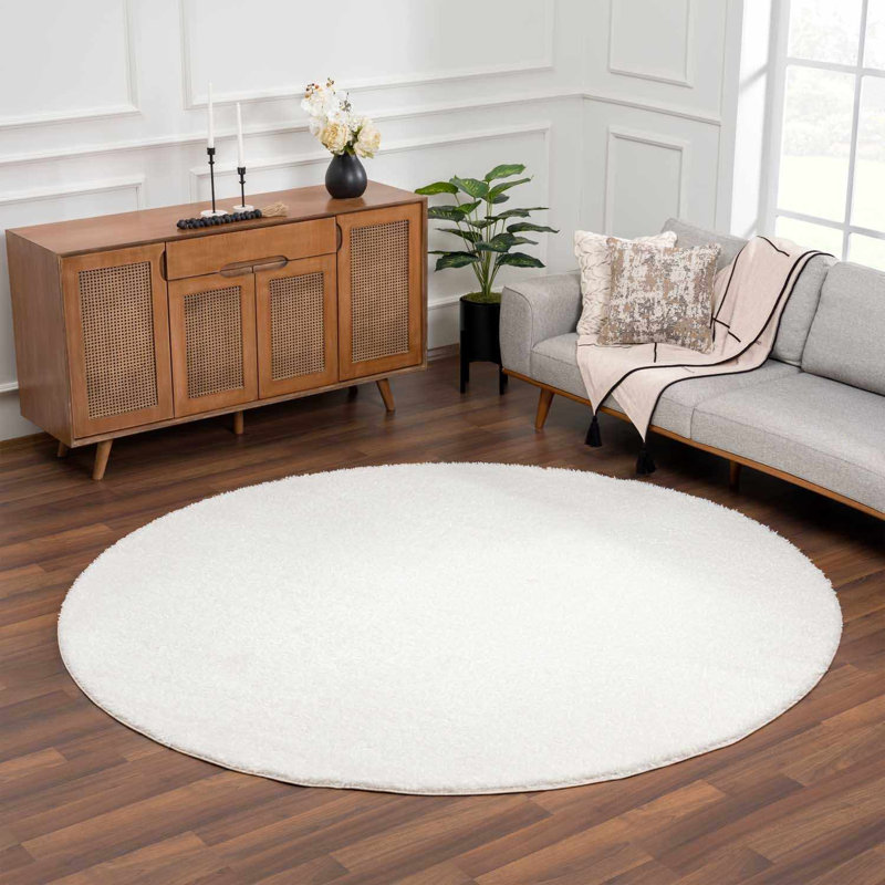Tapis à poils longs Cleta, Rond 7 pi 10 po