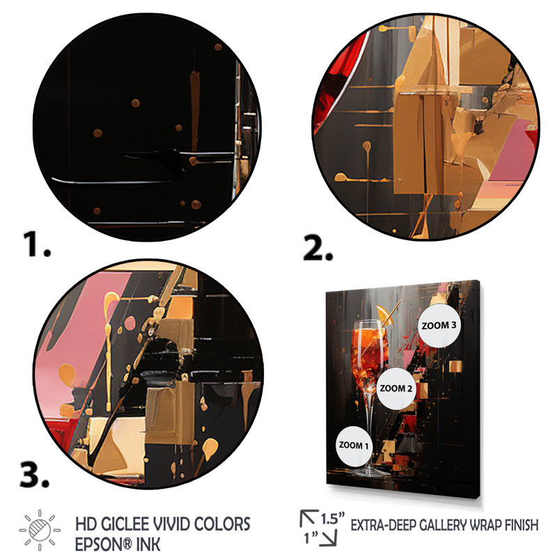 Regal Ruby Cocktail Brilliance - Art mural cocktails, H 32 po x l 24 po x P 1 po