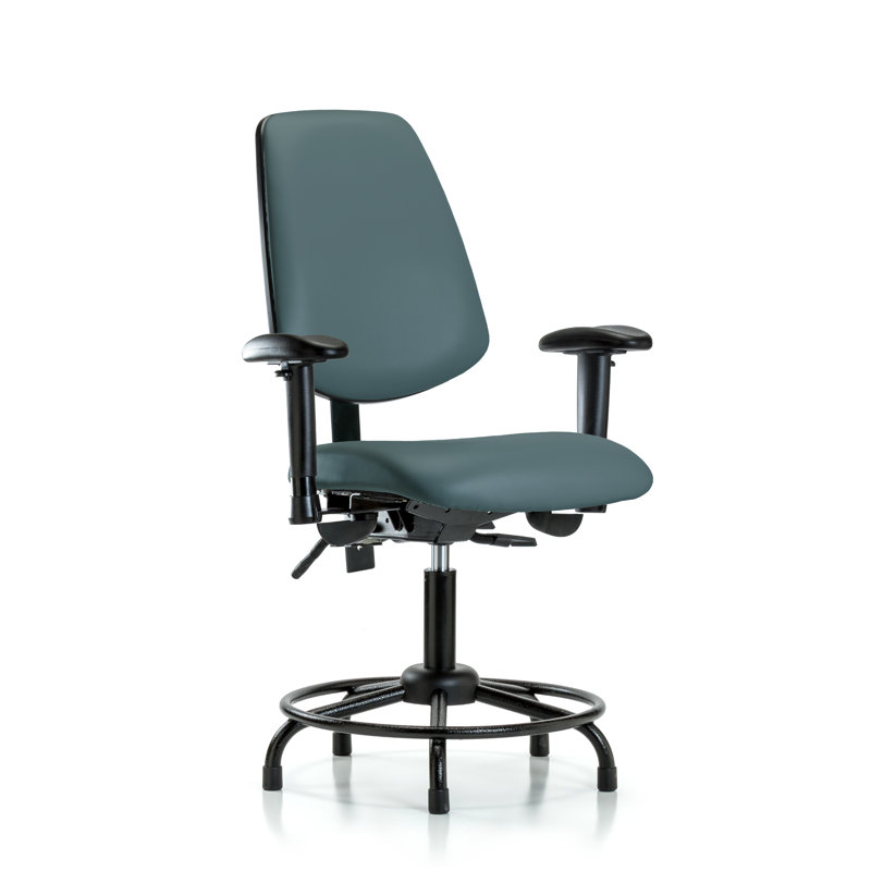 Amira Vinyl Drafting Chair, Colonial Blue, Glides, Included