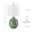 Lampe de table 19 po en céramique verte avec abat-jour tambour