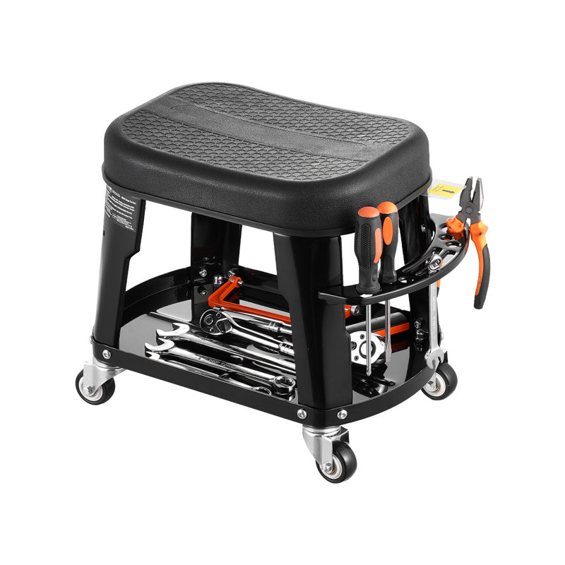 Tabouret de mécanicien avec siège roulant 300 lb avec roues et plateau à outils