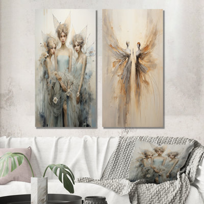Fantaisie, minimalisme, fées - ensemble de 2 décorations murales fées