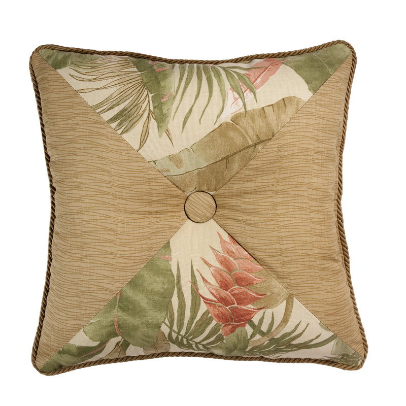 La Selva Natural Floral Triangle-Cut Square Pillow