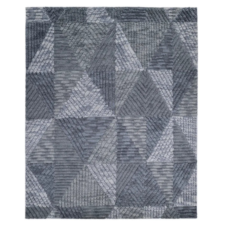 Houstyn Geometric Handmade Area Rug in Gray