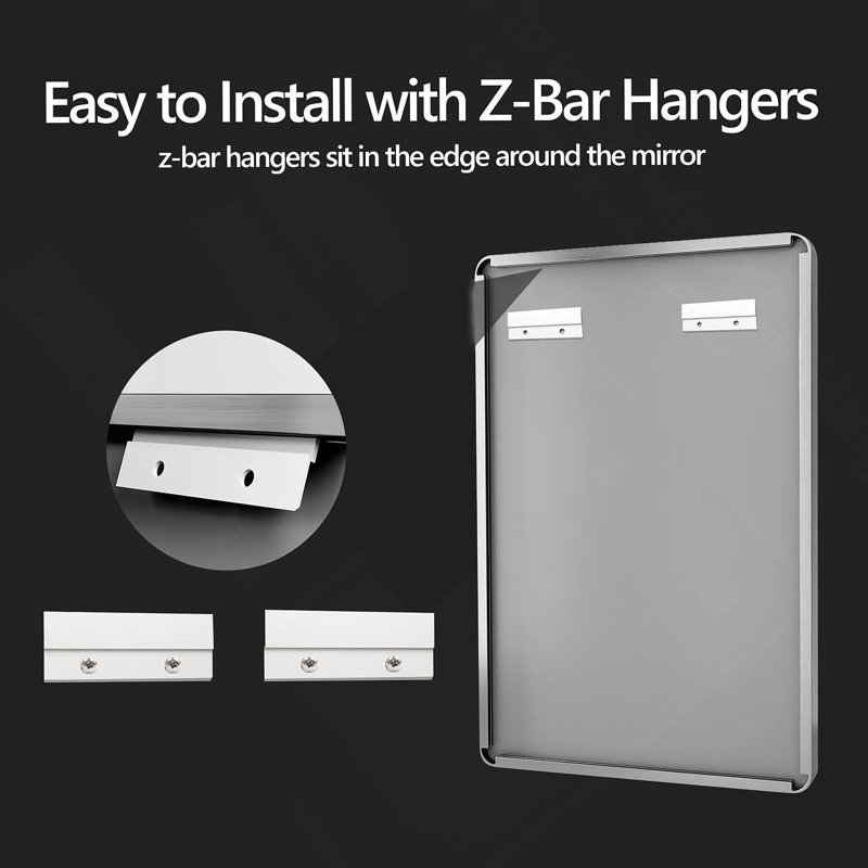 Miroir de salle de bain 22 po x 30 po en nickel brossé, Nickel brossé, 30 po x 22 po