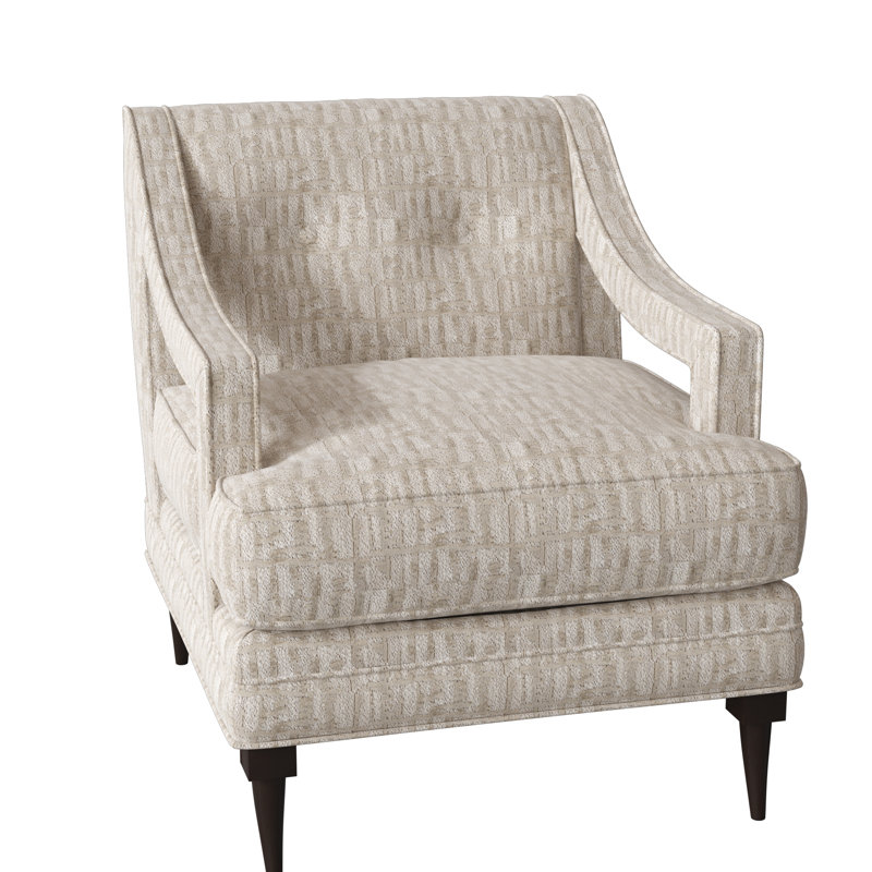 Fauteuil capitonné de 28 po de largeur Perry, Noyer américain, Brouillards blancs